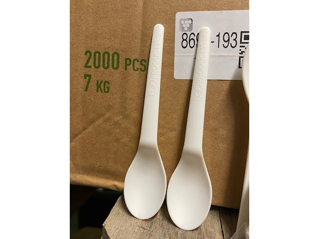 Ca. 14000x plantware composteerbare koffie lepels, wit - afbeelding 3 van  5