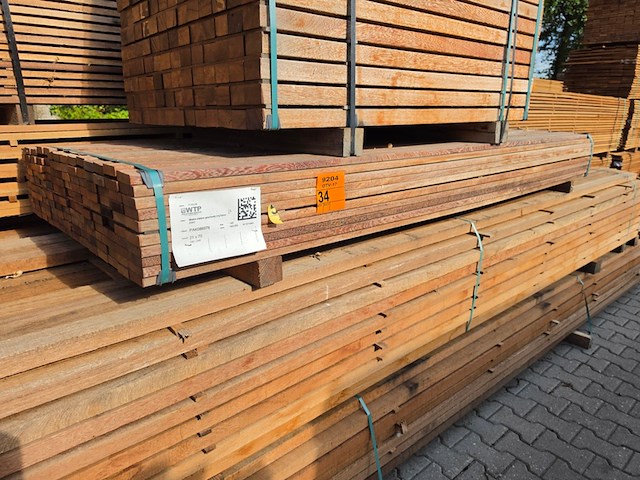 Ca. 140x angelim pedra planken geschaafd, 21x70mm, lengte 245cm - afbeelding 4 van  4