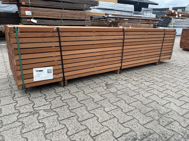 Ca. 141x angelim pedra onderliggers geschaafd, 45x68mm, lengte 300cm - afbeelding 3 van  3