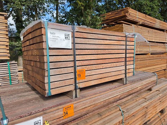 Ca. 143x angelim pedra onderliggers geschaafd, 45x68mm, lengte 130cm - afbeelding 4 van  4