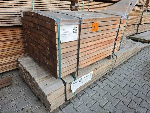 Ca. 143x angelim pedra regels geschaafd, 45x68mm, lengte 130cm - afbeelding 4 van  4