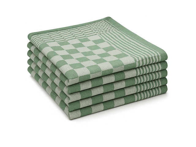 Ca. 144x horeca theedoek, groen geblokt - afbeelding 1 van  2