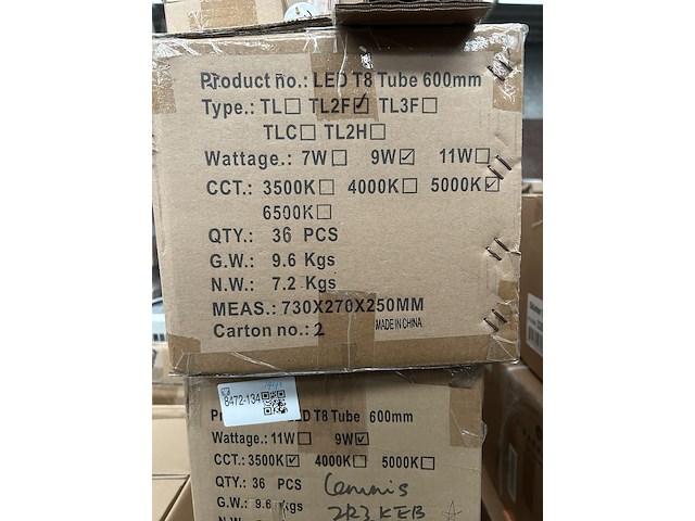 Ca. 144x led t8 tube 600 mm 9w 3500k ellipz lighting - afbeelding 6 van  6