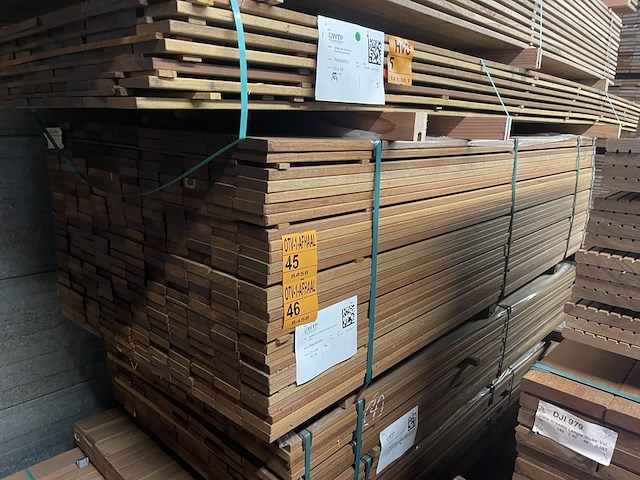 Ca. 149x guyana teak planken geschaafd, 21x90mm, lengte 245cm - afbeelding 4 van  4