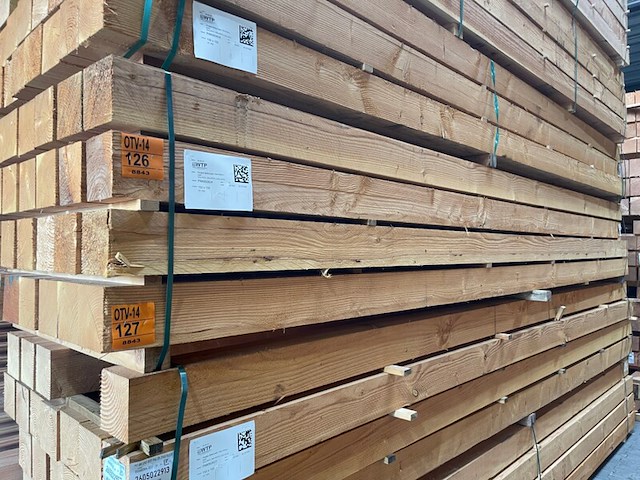 Ca. 14x douglas balken fijnbezaagd, 150x150mm, lengte 500cm - afbeelding 4 van  4