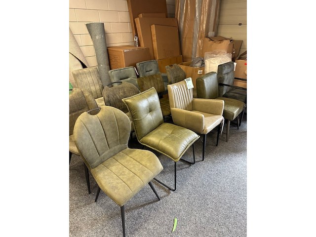 Ca. 14x eetkamerstoelen, groen - afbeelding 3 van  7