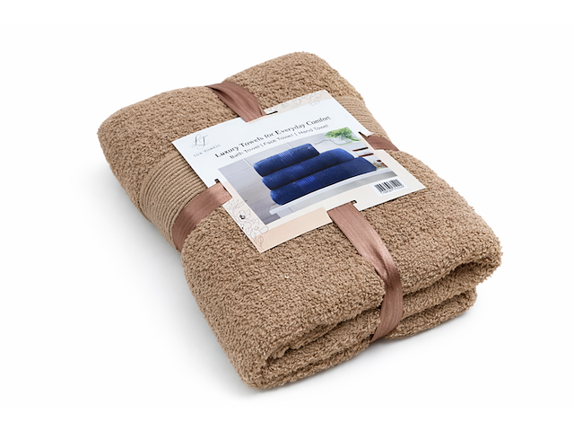 Ca. 14x handdoeken set 3-delig, lux-towels, 3-delig 600gsm, bruin - afbeelding 1 van  2