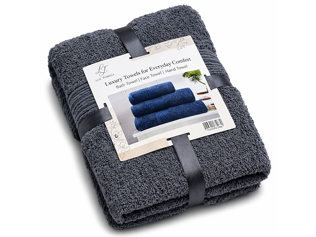Ca. 14x handdoeken set 3-delig, lux-towels, 3-delig 600gsm, donker grijs - afbeelding 1 van  3