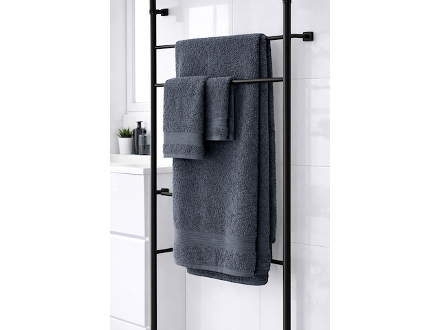 Ca. 14x handdoeken set 3-delig, lux-towels, 3-delig 600gsm, donker grijs - afbeelding 3 van  3