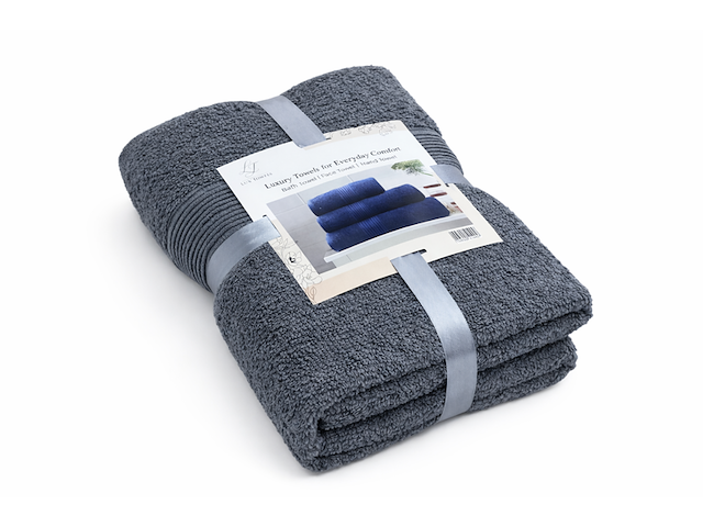 Ca. 14x handdoeken set 3-delig, lux-towels, 3-delig 600gsm, grijs - afbeelding 1 van  3