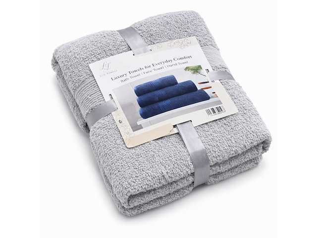 Ca. 14x handdoeken set 3-delig, lux-towels, 3-delig 600gsm, grijs - afbeelding 1 van  3