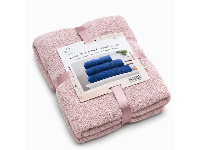 Ca. 14x handdoeken set 3-delig, lux-towels, 3-delig 600gsm , pink - afbeelding 1 van  3