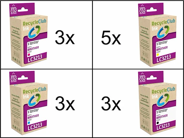 Ca. 14x inktcartridges voor brother lc-3213 printers, recycleclub - afbeelding 1 van  5