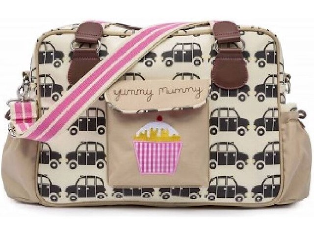 Ca. 14x luiertas , pink lining, beige/donkerblauw - afbeelding 1 van  1