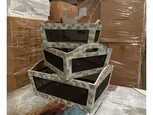 Ca. 14x set van 3 houten bakken met zwart gaas - afbeelding 3 van  6