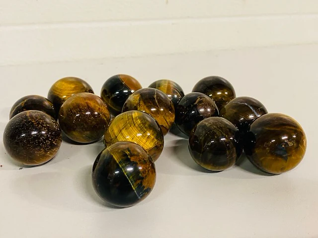 Ca. 14x tijgeroog / valkenoog bolletjes - afbeelding 1 van  4