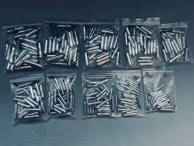 Ca. 1500x loodgewichten voor dropshot en jigvissen, grijs / chroom - afbeelding 2 van  3