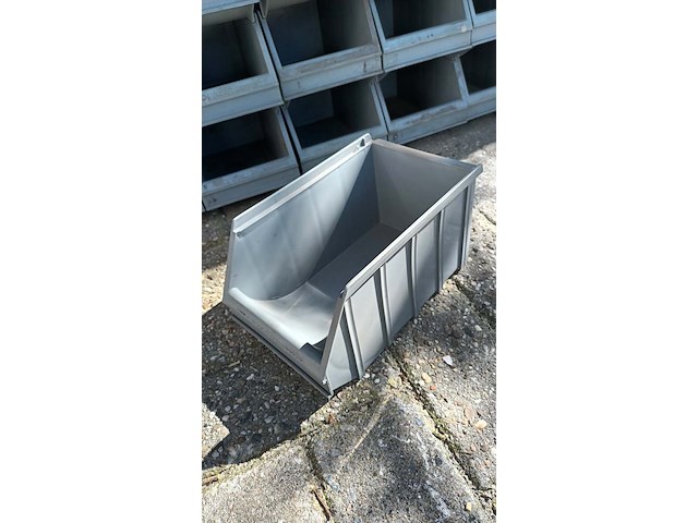 Ca. 150x magazijnbakken met grijp opening, grijs / chroom - afbeelding 3 van  6
