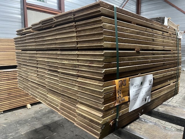 Ca. 152x guyana ipé buitenparket (kopse veer & groef), 21x145mm, lengte 95cm - afbeelding 2 van  3