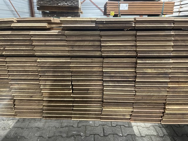 Ca. 152x guyana ipé buitenparket (kopse veer & groef), 21x145mm, lengte 95cm - afbeelding 3 van  3