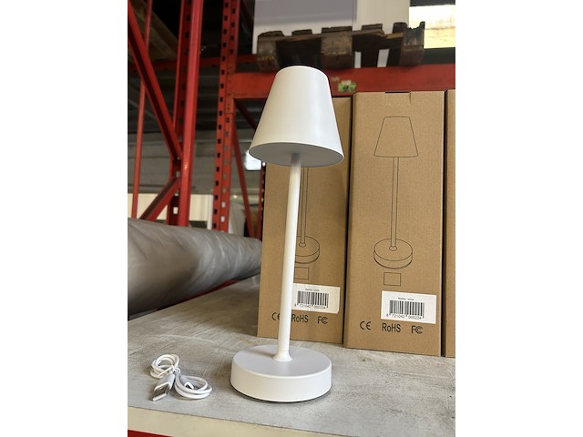 Ca. 15x design tafellamp met wit licht in verschillende kleuren, dimbaar en oplaadbaar via usb, wit - afbeelding 1 van  6