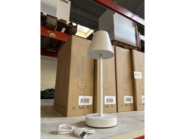 Ca. 15x design tafellamp oplaadbaar usb-c, wit - afbeelding 2 van  5