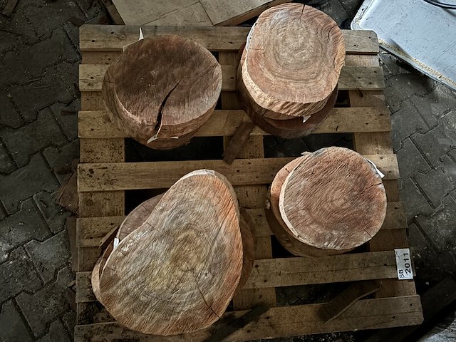 Ca. 15x pallet rosewood schijven, diverse afmetingen - afbeelding 4 van  5