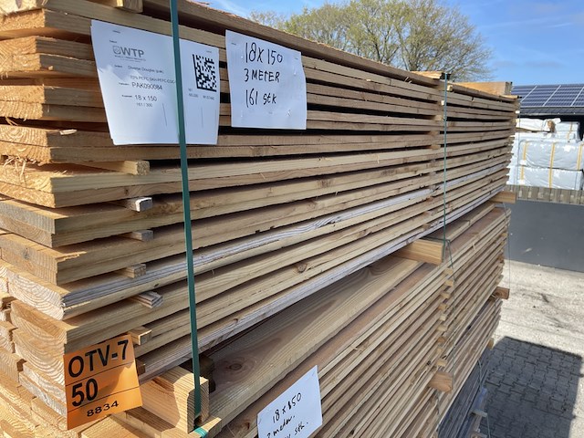 Ca. 161x douglas planken fijnbezaagd, 18x150mm, lengte 300cm - afbeelding 2 van  3