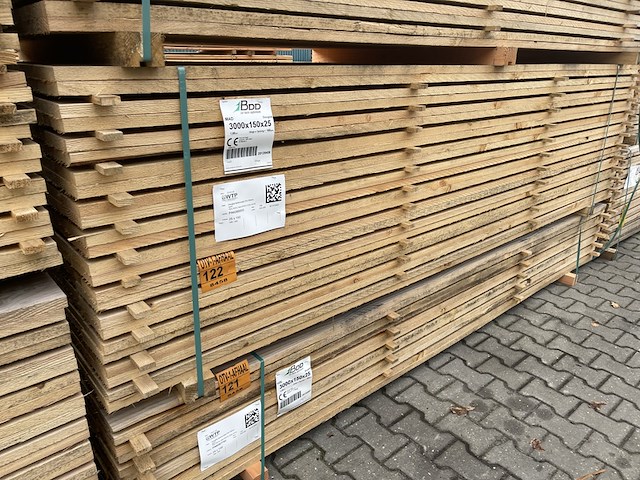Ca. 168x douglas planken fijnbezaagd, 25x150mm, lengte 300cm - afbeelding 4 van  4