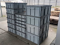 Ca. 16x bak met deksel | 3 maten, engels, transporter, grijs / chroom