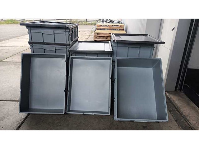 Ca. 16x bak met deksel | 3 maten, engels, transporter, grijs / chroom - afbeelding 3 van  4
