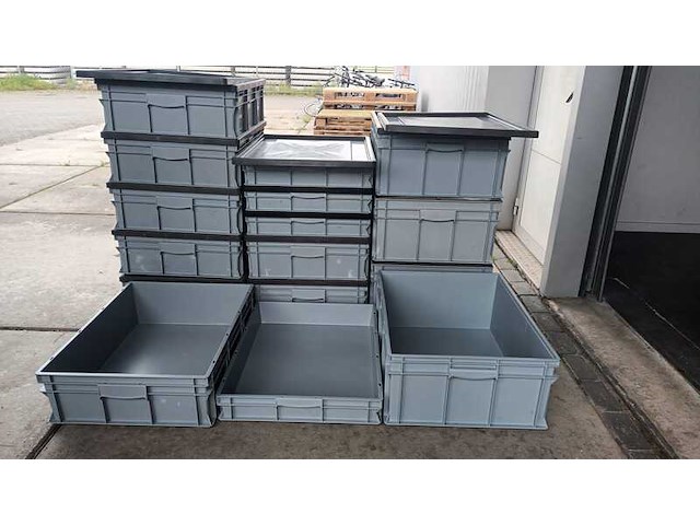 Ca. 16x bak met deksel | 3 maten, engels, transporter, grijs / chroom - afbeelding 4 van  4