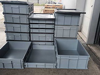 Ca. 16x bak met deksel | 3 maten, engels, transporter, grijs / chroom - afbeelding 4 van  4
