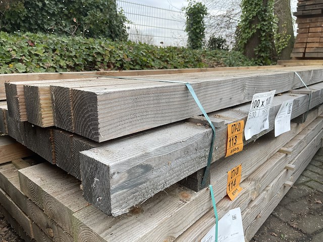 Ca. 16x douglas balken fijnbezaagd, 100x100mm, lengte 500cm - afbeelding 4 van  4