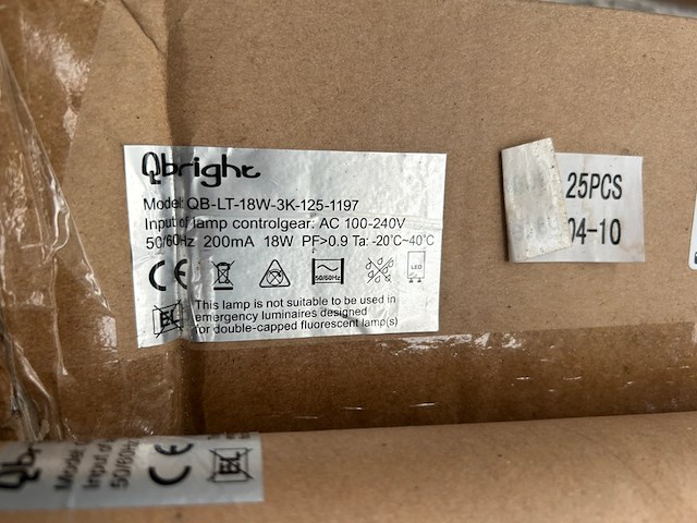 Ca. 170x led tube 18w 3000k 1197 mm, qbright, qb-lt-18w-3k-125-1197 - afbeelding 6 van  8