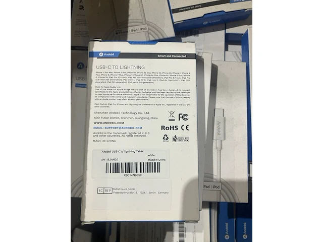 Ca. 175x usb-c to lightning oplaadkabels, andobil, wit - afbeelding 4 van  4