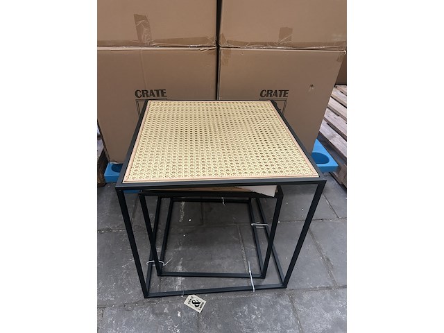 Ca. 17x set van 2 rotan bijzettafels, crate & cargo - afbeelding 2 van  6