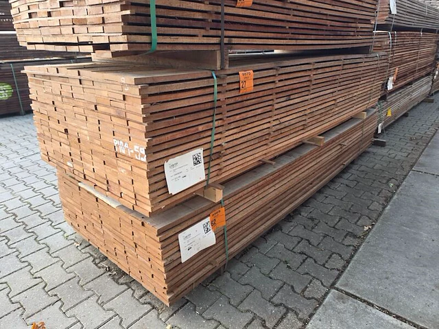 Ca. 182x guyana teak beschoeiingsplanken, 20x100mm, lengte 300cm - afbeelding 4 van  4