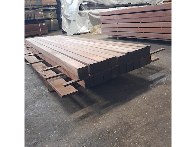Ca. 18x hardhouten paal, 6,8 x 6,8 x 200 cm - afbeelding 5 van  5