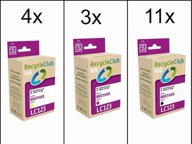 Ca. 18x inktcartridges voor brother lc-123, recycleclub - afbeelding 1 van  4