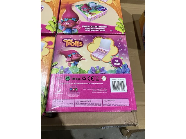 Ca. 196x trolls sieradendozen met spiegel, dreamworks - afbeelding 3 van  4