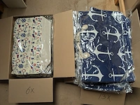 Ca. 19x strandtas, crème / blauw, 38 x 35 cm