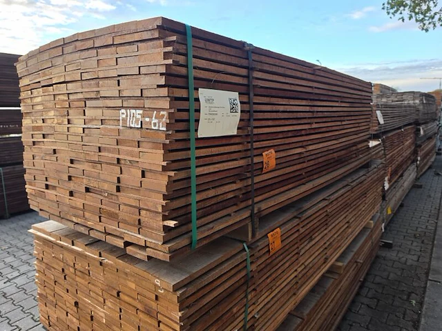 Ca. 207x guyana teak beschoeiingsplanken, 20x100mm, lengte 174/250cm, 33/300cm - afbeelding 4 van  4
