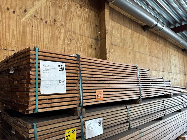 Ca. 208x angelim pedra planken geschaafd, 21x70mm, lengte 15/155cm, 50/185cm, 34/245cm, 45/275cm, 22/335cm, 7/365cm, 35/400cm - afbeelding 4 van  4