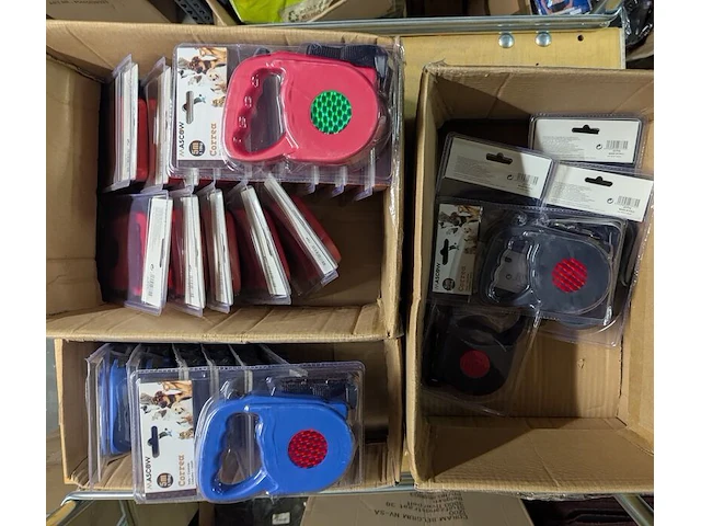 Ca. 20x honden rollijn, zwart, blauw en rood - afbeelding 1 van  2