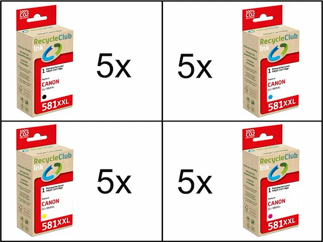 Ca. 20x inktcartridges voor canon cli-581xxl printers, recycleclub - afbeelding 1 van  5