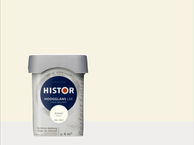 Ca. 20x lak hoogglans histor, perfect finish, katoen (9001), 0,25 liter - afbeelding 2 van  2