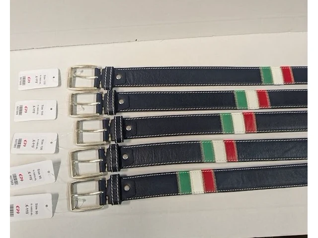 Ca. 20x leren heren riemen sluis leder, blauw / italiaanse vlag, diverse maten - afbeelding 1 van  1