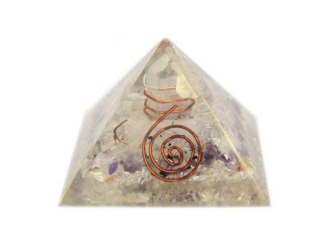 Ca. 20x orgonietpiramide 75 mm met edelsteen en koper - afbeelding 2 van  3