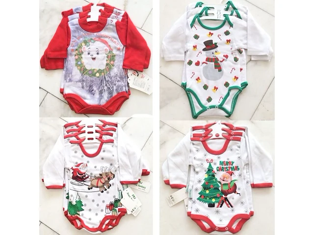 Ca. 20x rompertje voor de kerst, wit / groen / rood, diverse maten - afbeelding 1 van  5